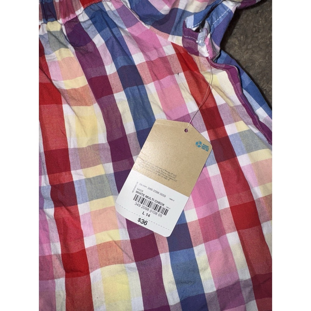 There Abouts Girls Dress Plaid Pattern Pink Blue White Size Large (14) New
